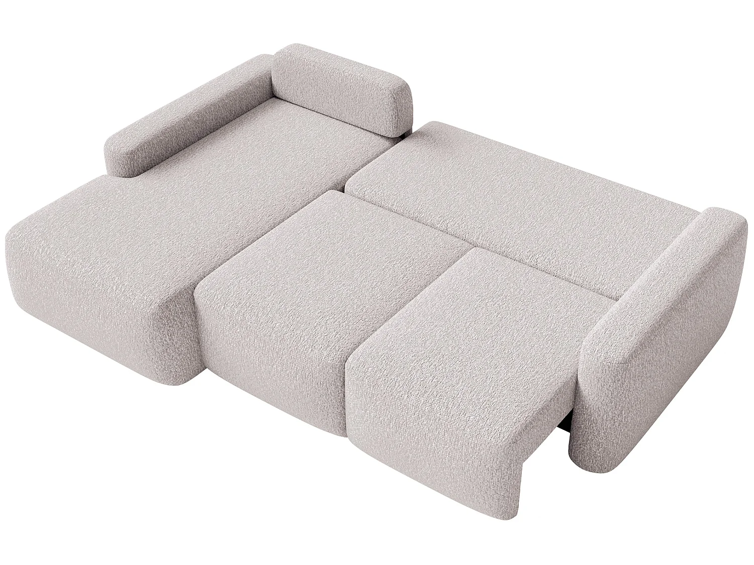 Slaapbank hoekbank – Hoek links – Chenille Beige – CARNOS MINI