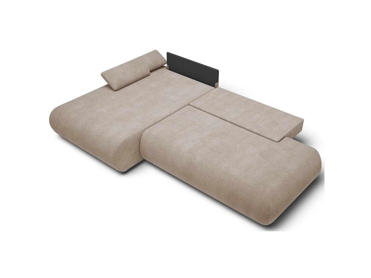 Canapé d'angle convertible – Chenille – angle à gauche – Beige – ARMONE