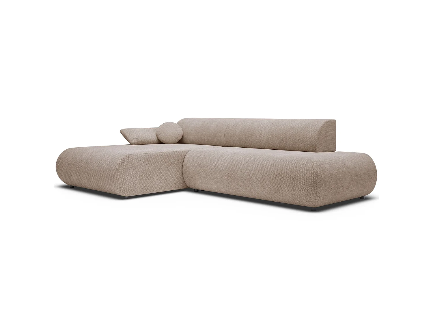 Canapé d'angle gauche convertible 4 places en tissu chenille beige ARMONE
