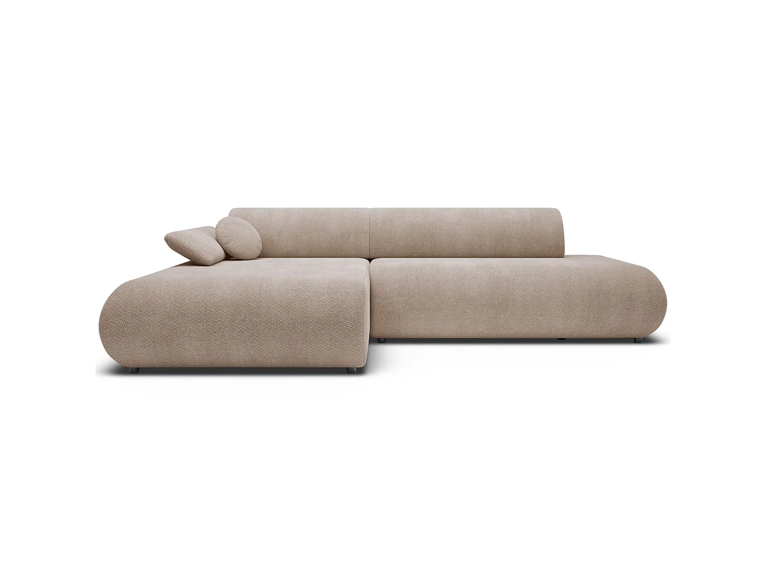 Canapé d'angle gauche convertible 4 places en tissu chenille beige ARMONE