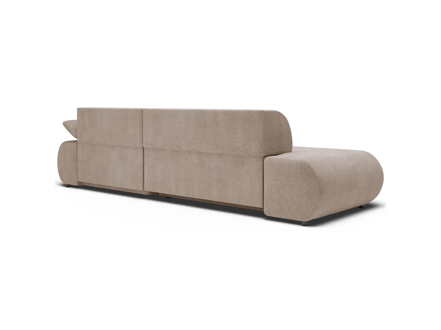 Canapé d'angle gauche convertible 4 places en tissu chenille beige ARMONE