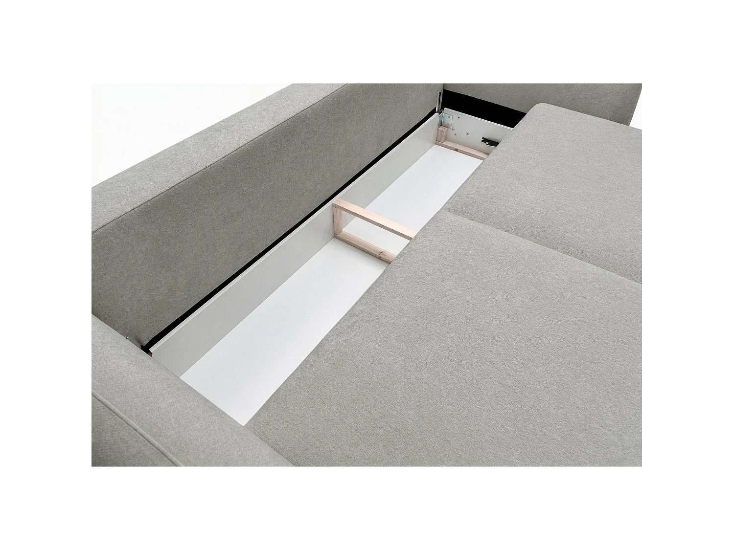Canapé 3 places convertible avec coffre – tissu chenille – beige gris – ZORDO