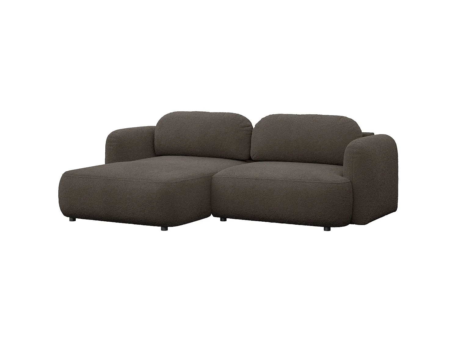 Ecksofa mit Schlaffunktion – Ottomane links – Bouclé Braun – TVOYA