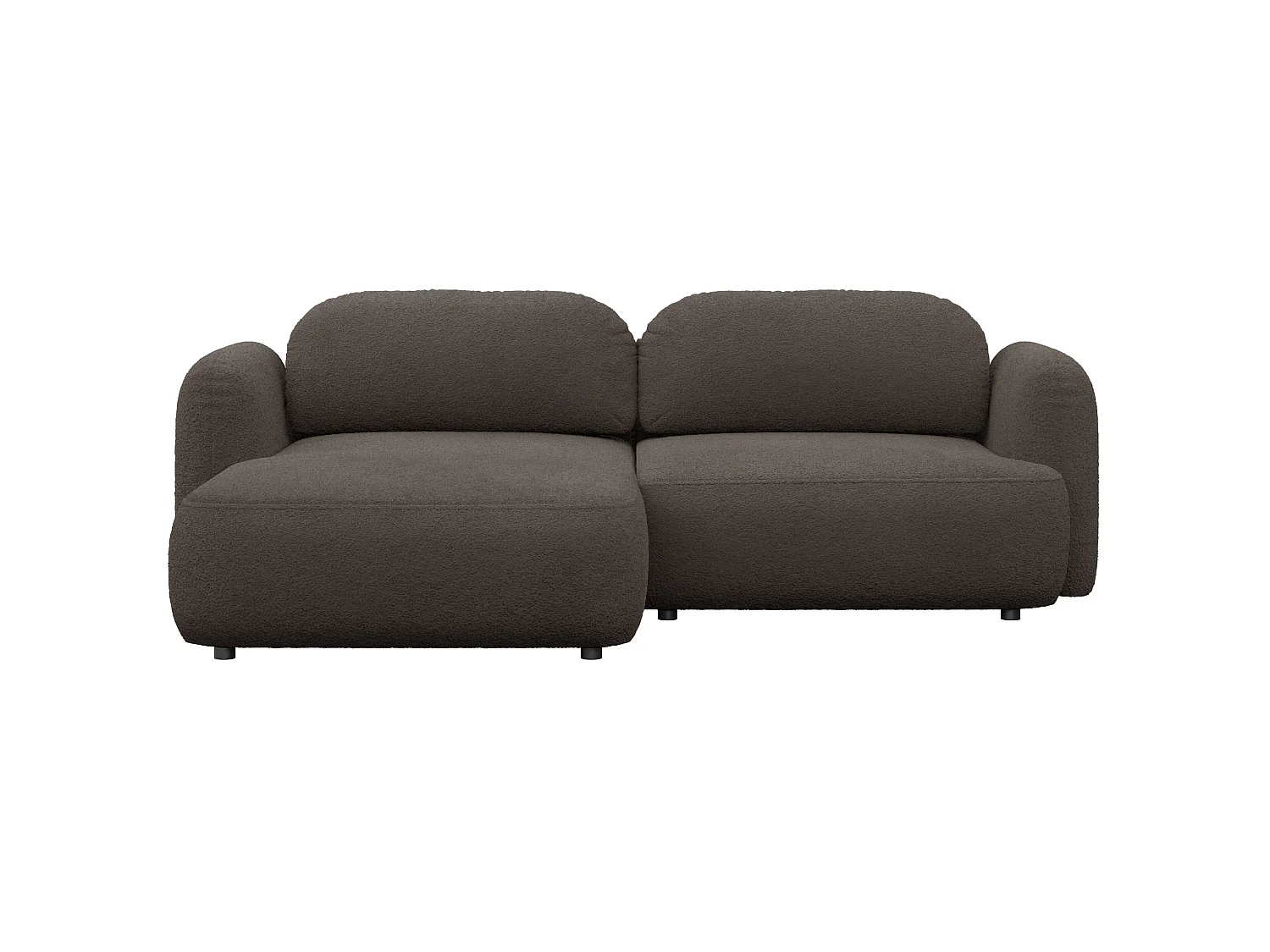 Ecksofa mit Schlaffunktion – Ottomane links – Bouclé Braun – TVOYA