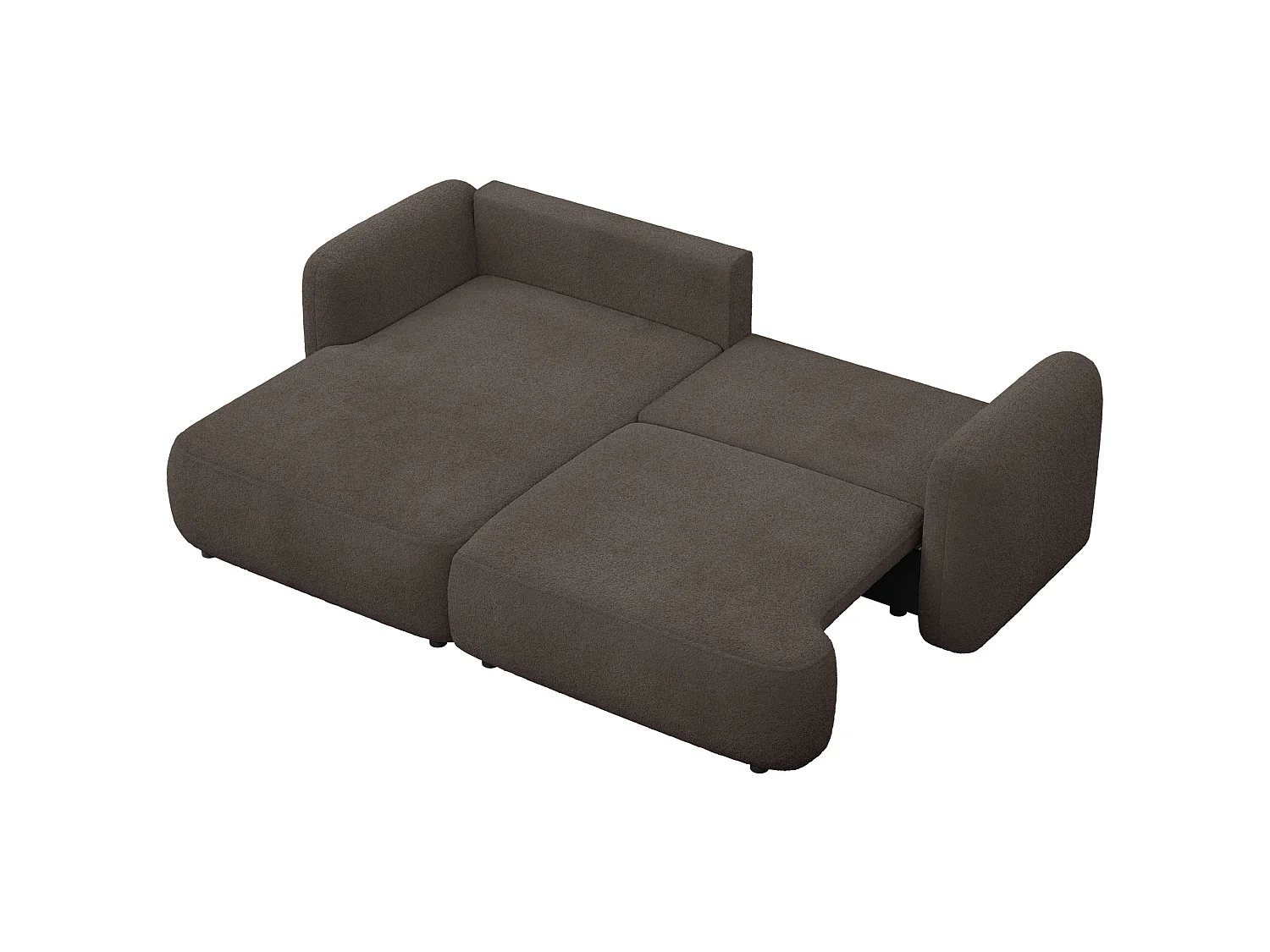 Ecksofa mit Schlaffunktion – Ottomane links – Bouclé Braun – TVOYA