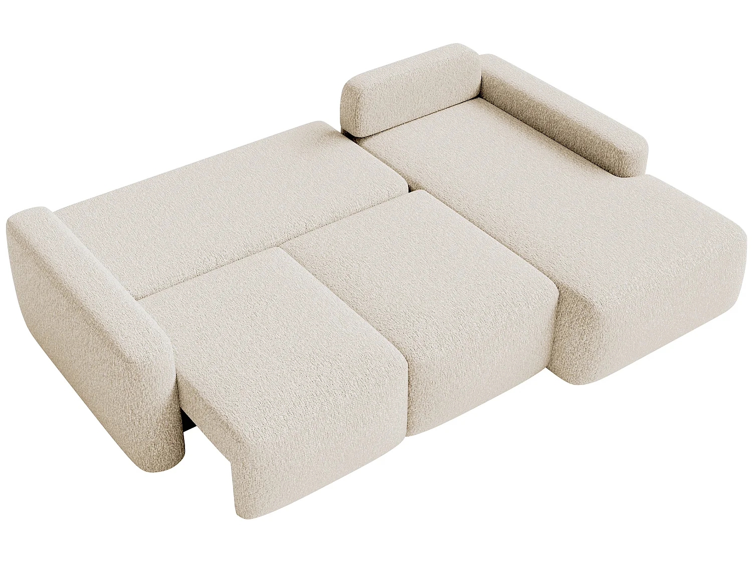 Canapé d'angle convertible – Angle à droite – Chenille Beige clair – CARNOS MINI
