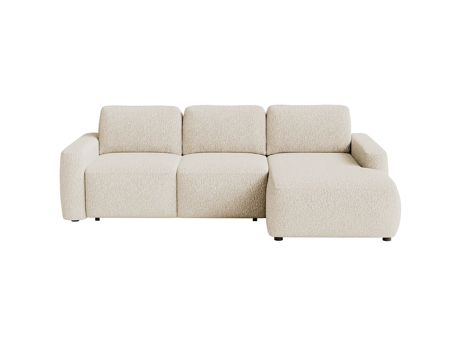 Canapé d'angle convertible – Angle à droite – Chenille Beige clair – CARNOS MINI