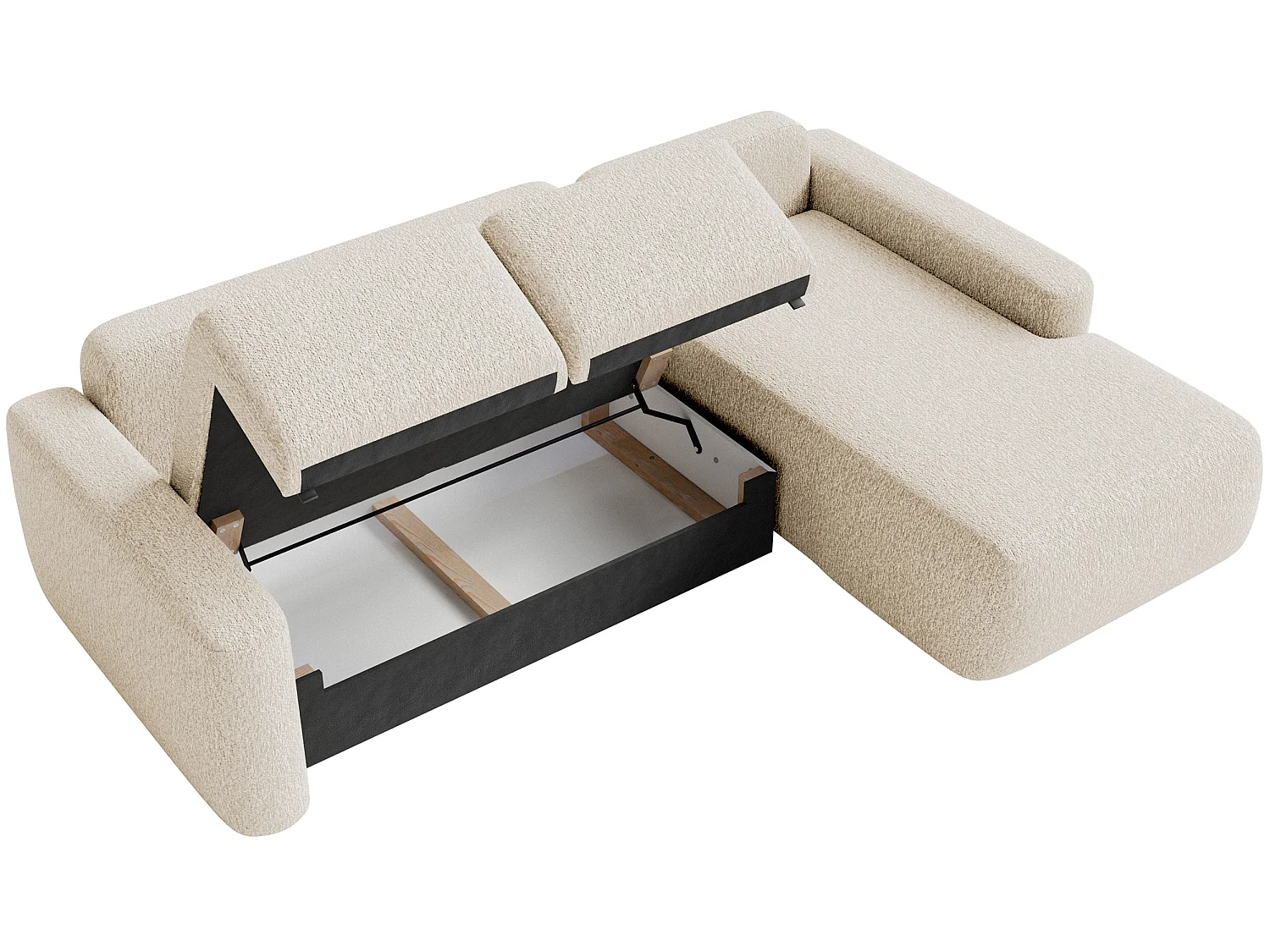 Canapé d'angle convertible – Angle à droite – Chenille Beige clair – CARNOS MINI