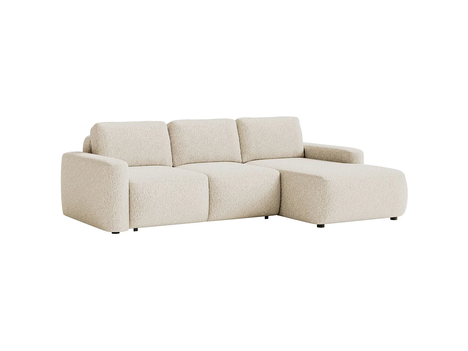 Canapé d'angle convertible – Angle à droite – Chenille Beige clair – CARNOS MINI