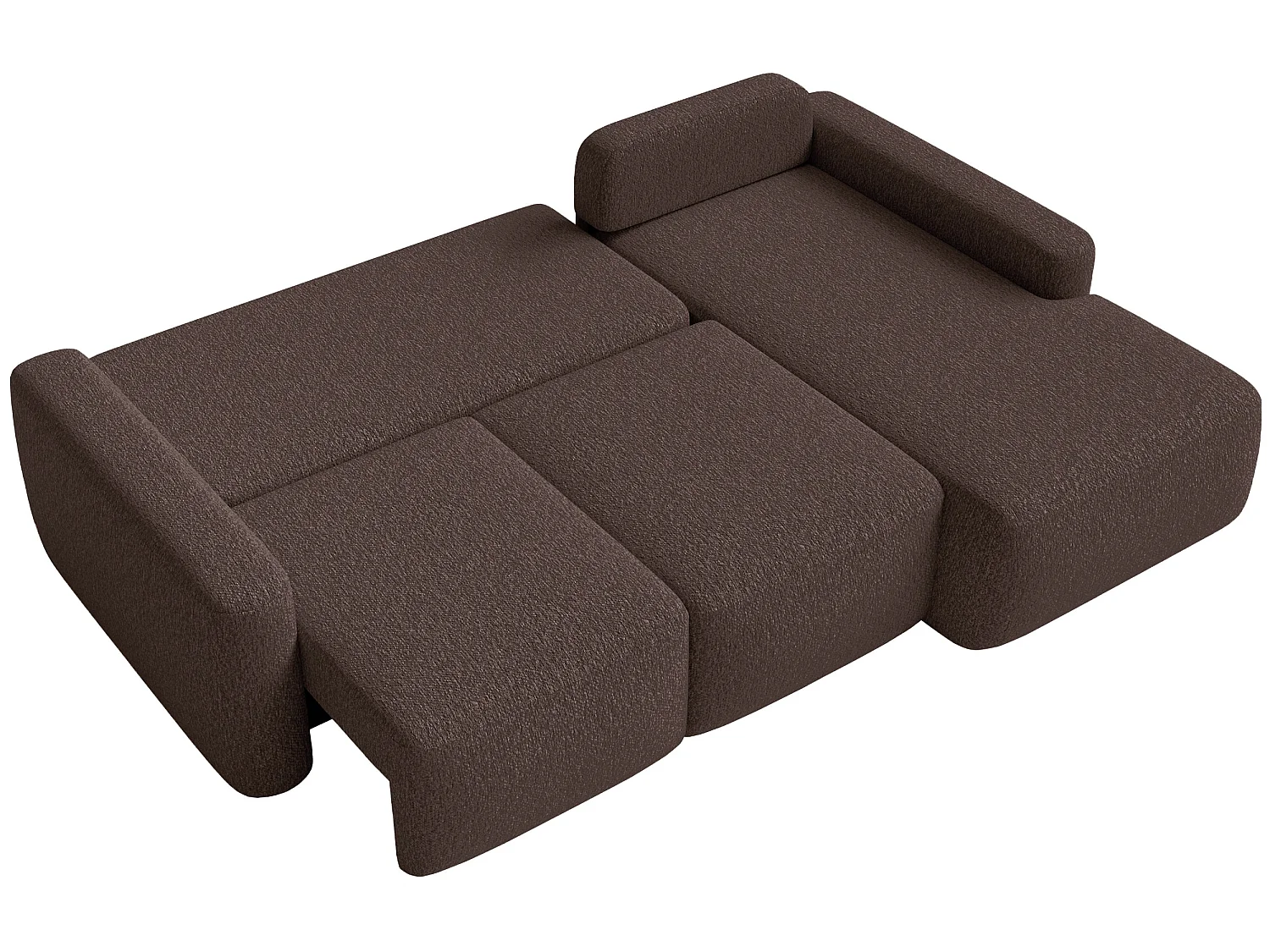 Slaapbank hoekbank – Hoek rechts – Chenille Bruin – CARNOS MINI