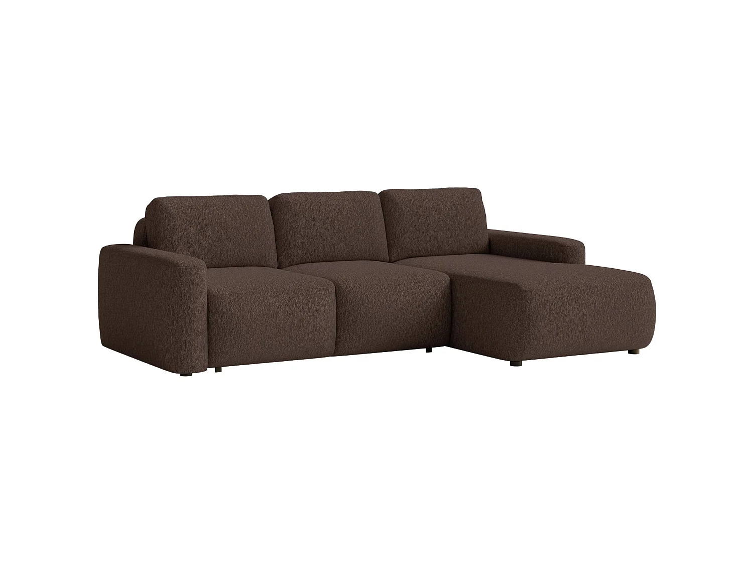 Slaapbank hoekbank – Hoek rechts – Chenille Bruin – CARNOS MINI