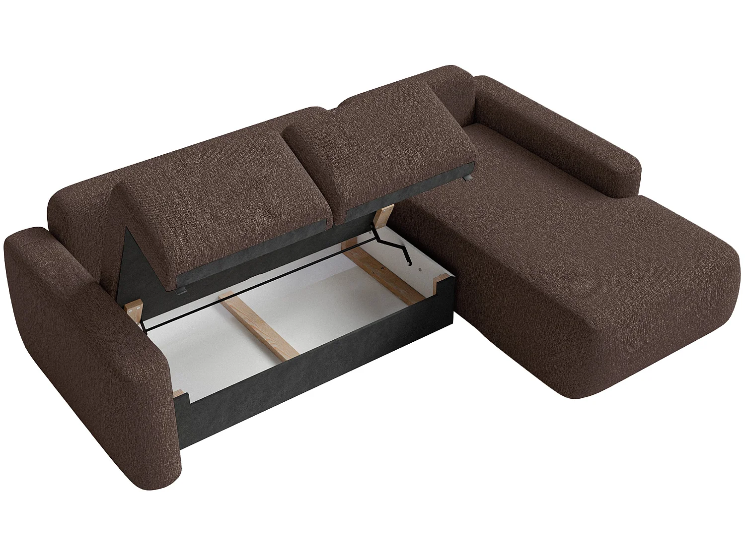 Slaapbank hoekbank – Hoek rechts – Chenille Bruin – CARNOS MINI