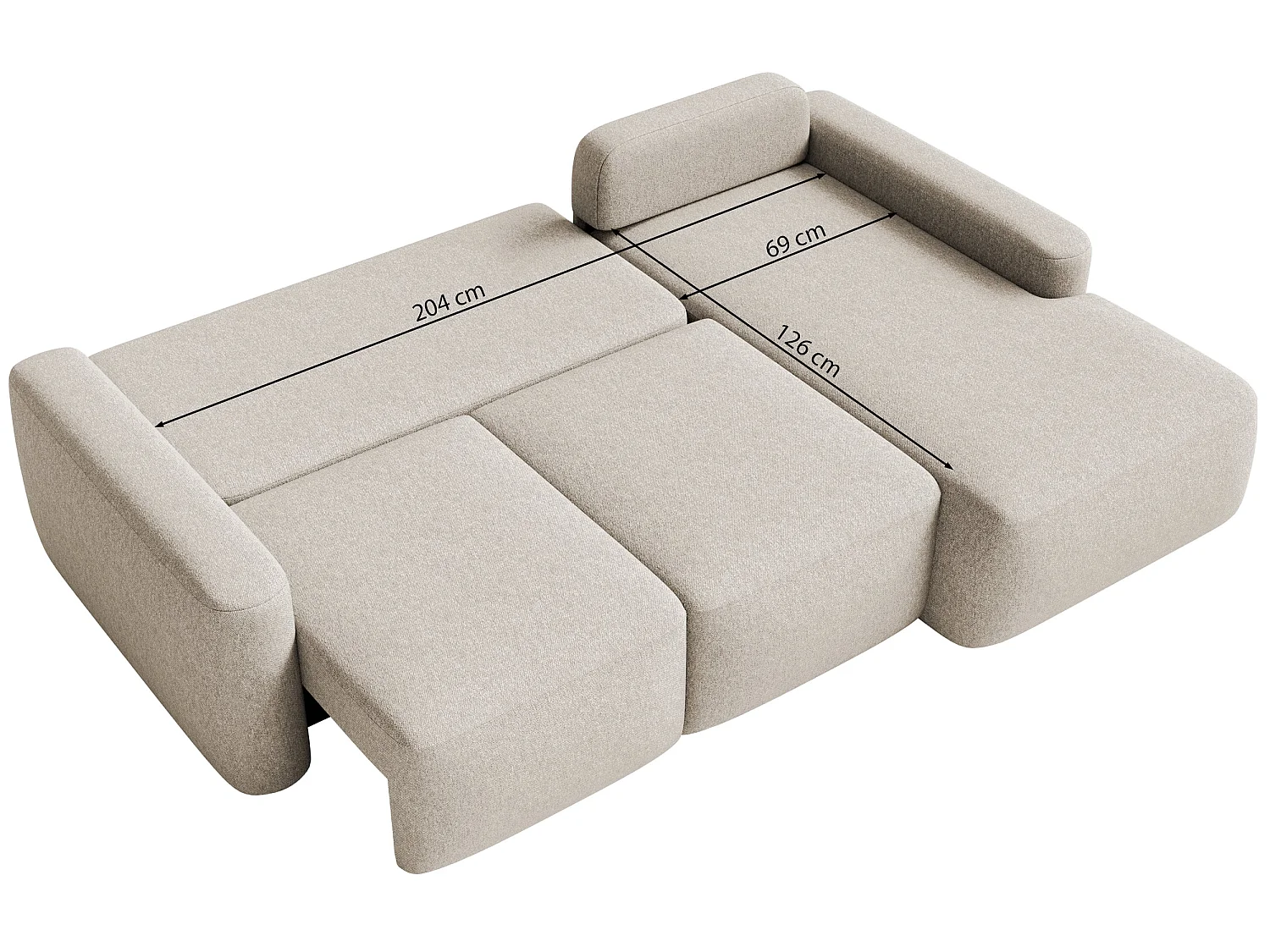 Slaapbank hoekbank – Hoek rechts – Chenille Bruin – CARNOS MINI