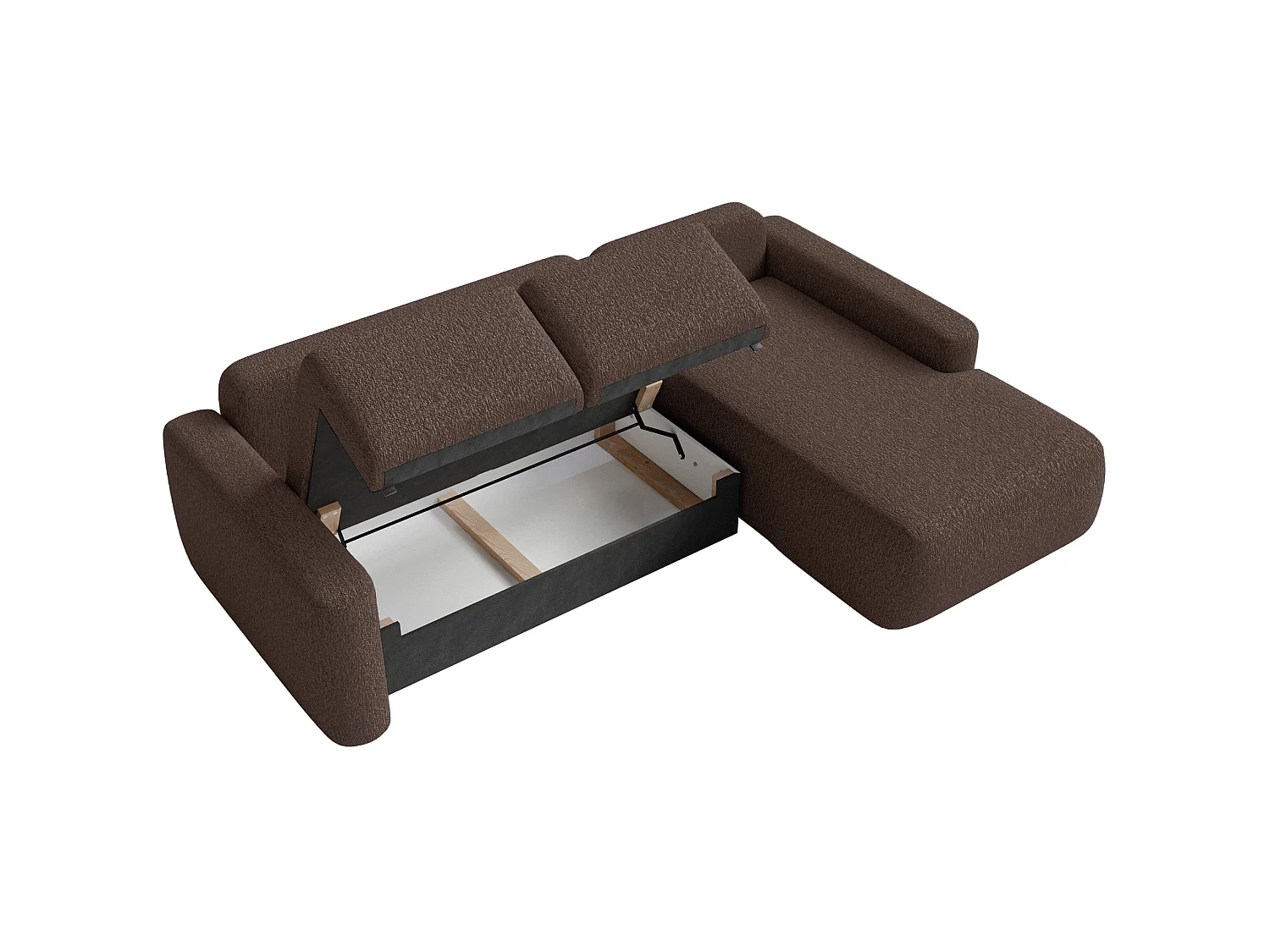 Canapé d'angle convertible – Angle à droite – Chenille brun– CARNOS MINI