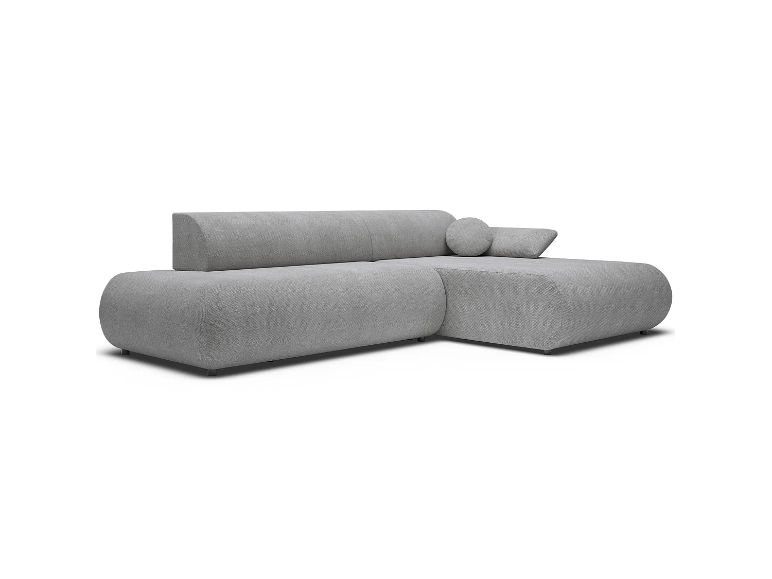 Ecksofa mit Schlaffunktion – Chenille – Ottomane rechts – Grau – ARMONE
