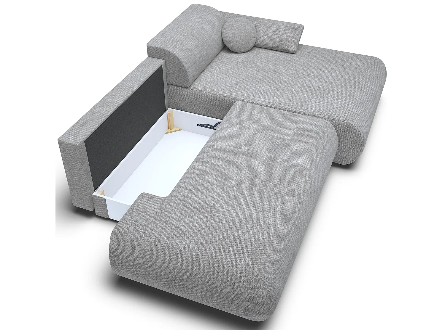 Ecksofa mit Schlaffunktion – Chenille – Ottomane rechts – Grau – ARMONE