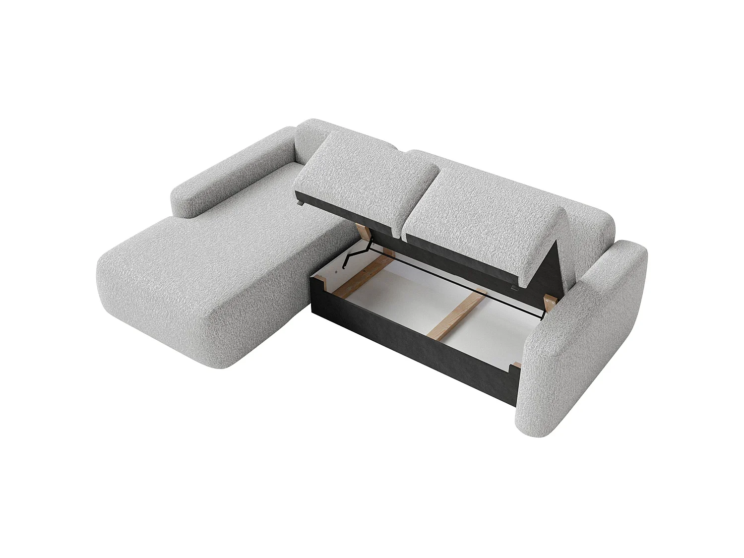 Canapé d'angle convertible – Angle à gauche – Chenille Gris clair – CARNOS MINI