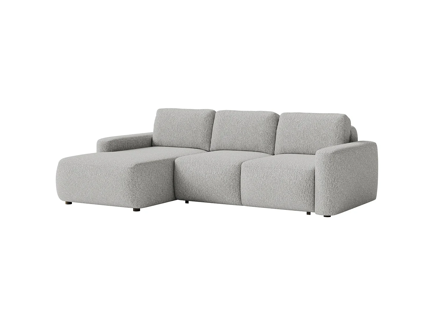 Canapé d'angle convertible – Angle à gauche – Chenille Gris clair – CARNOS MINI