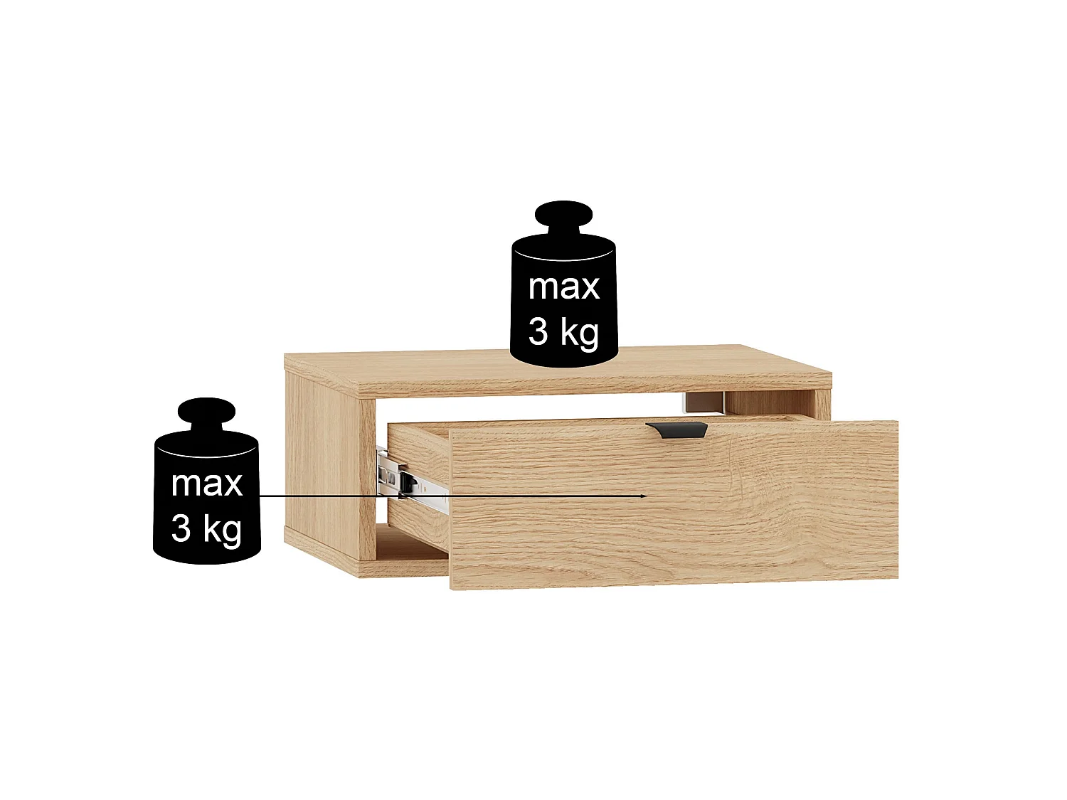 Nachtkastje met lade - 45 cm - eiken dunin - HEGGERS