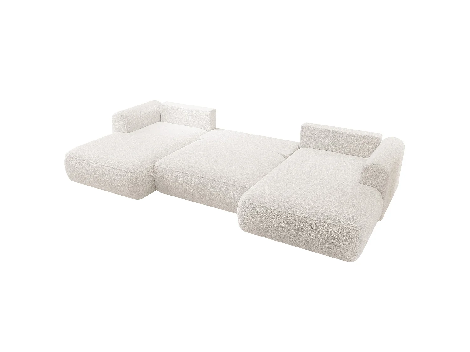 Canapé d’angle en U avec fonction couchage – universel – Crème – Bouclée – OVO