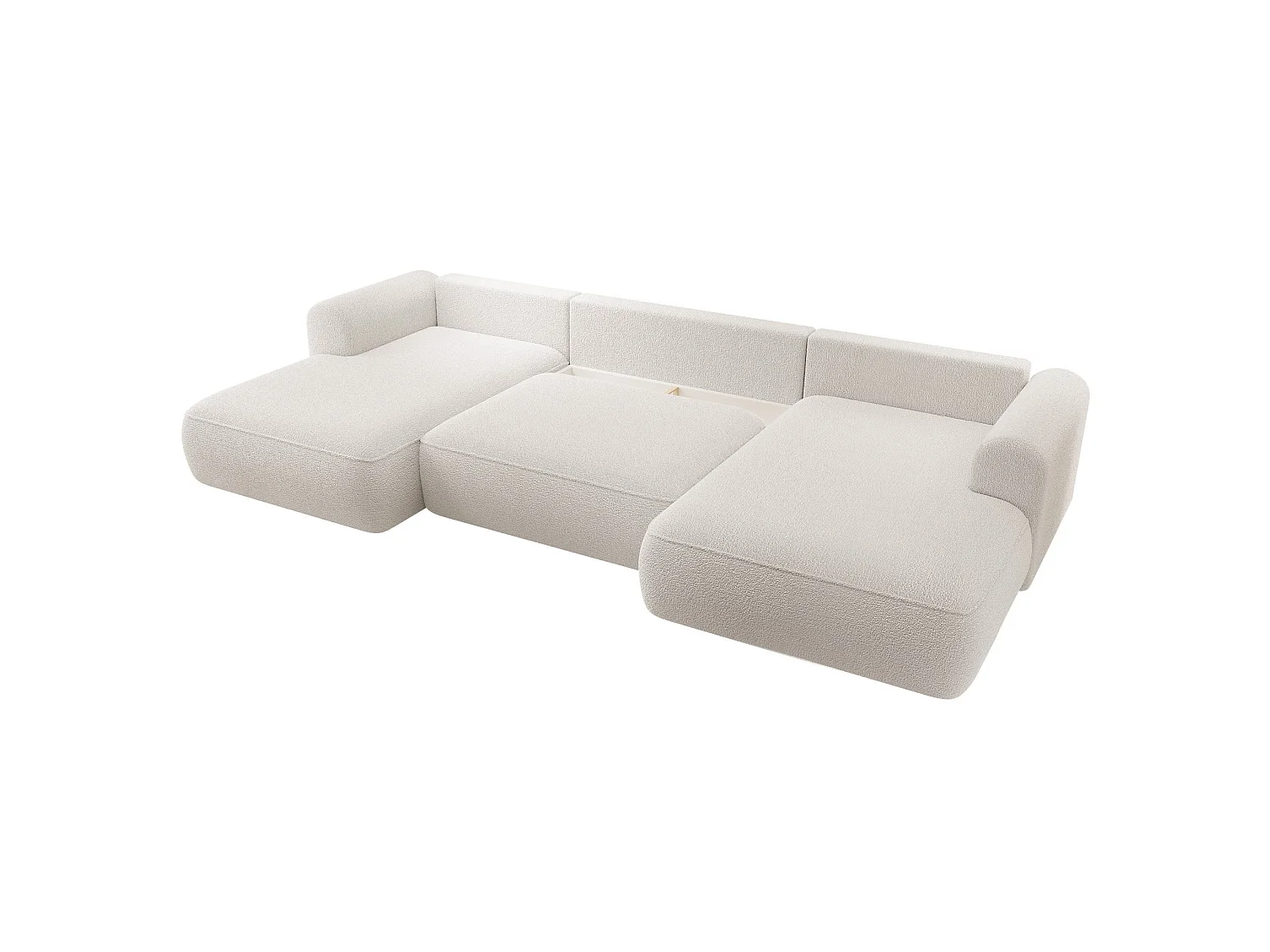 Canapé d’angle en U avec fonction couchage – universel – Crème – Bouclée – OVO