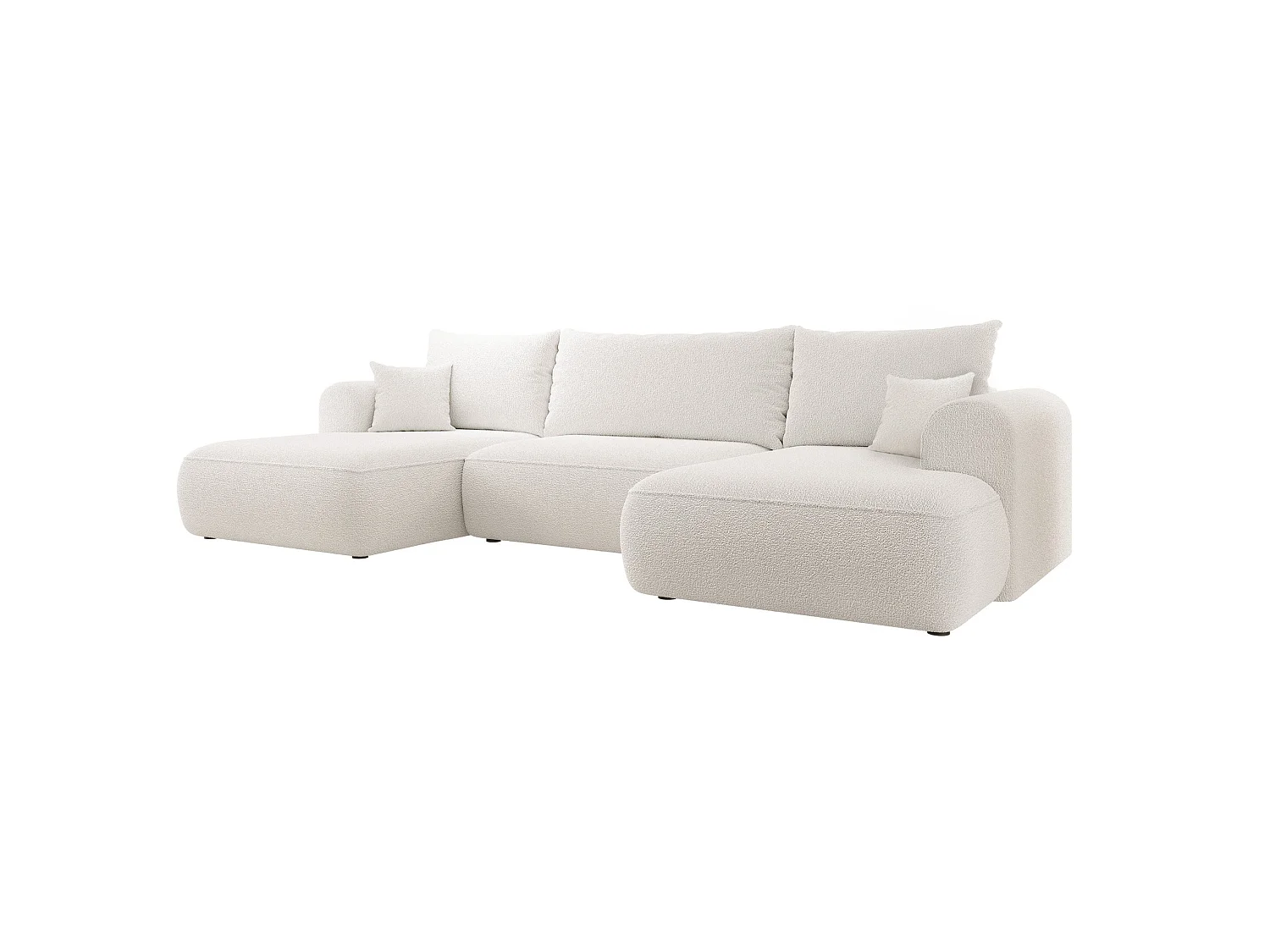 Canapé d’angle en U avec fonction couchage – universel – Crème – Bouclée – OVO