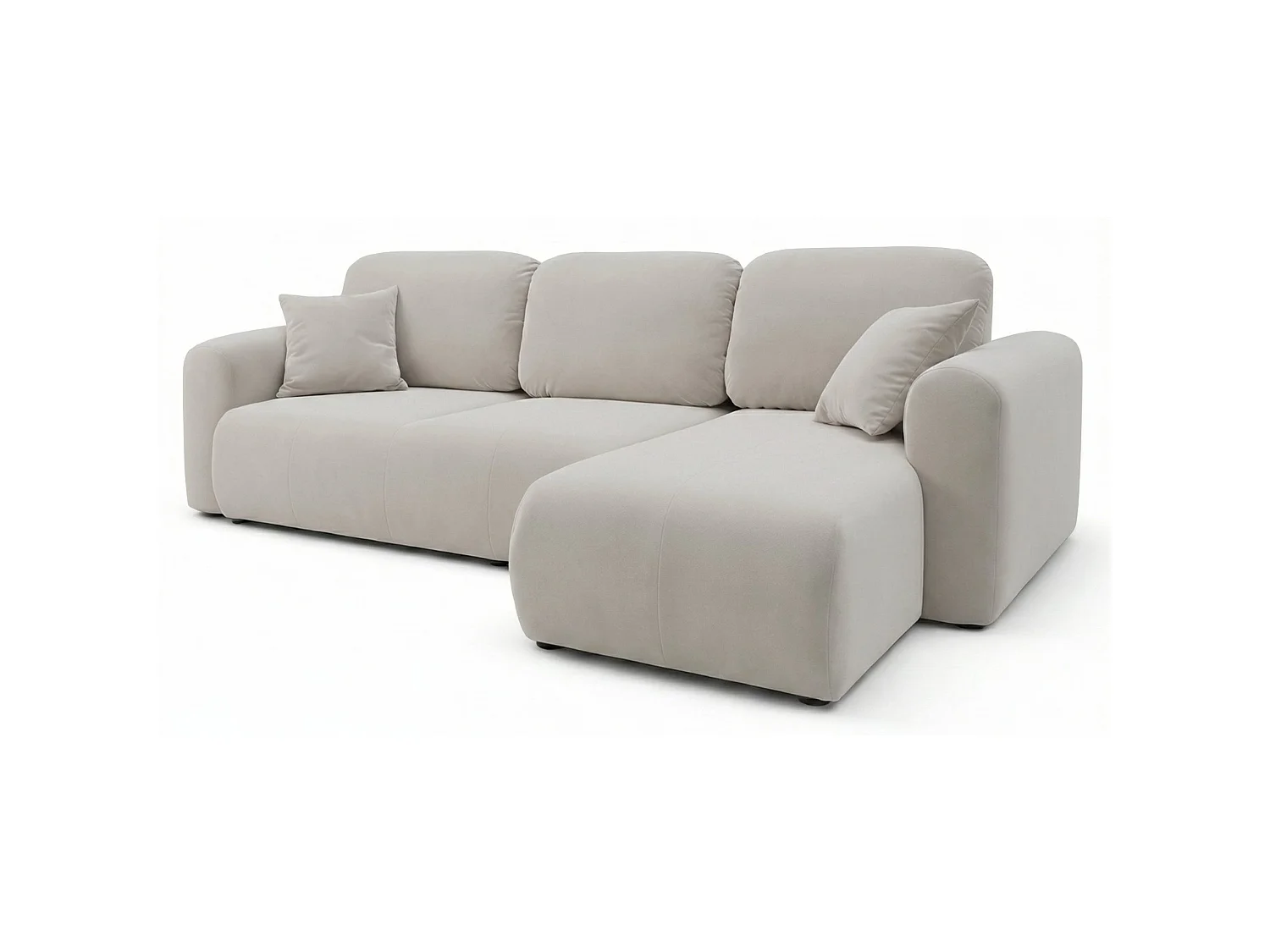 Canapé d'angle convertible – universel – velours grège - OLIDO