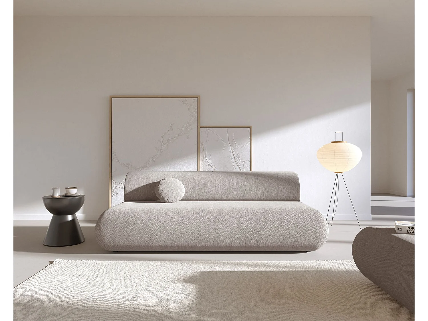 3-Sitzer Sofa mit Schlaffunktion – Chenille – Hellgrau – ARMONE