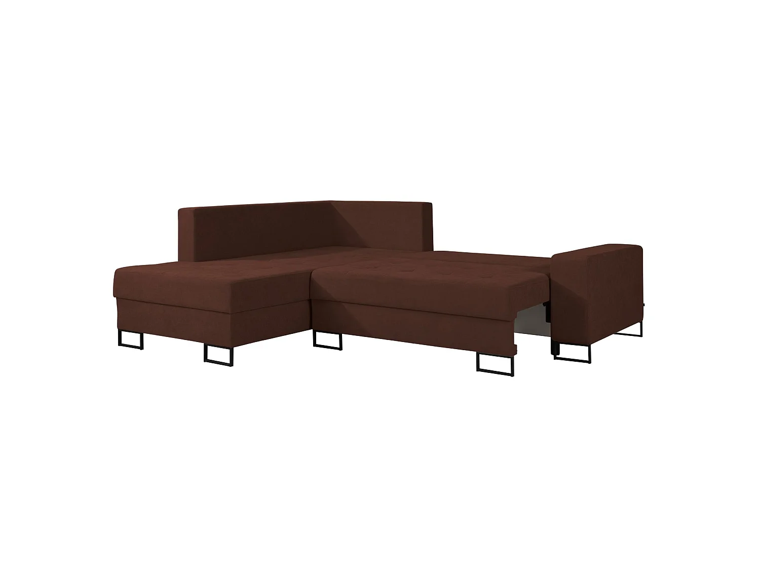 Ecksofa mit Schlaffunktion & Bettkasten – Chenille – Ottomane links – Kupfer – LARELLE