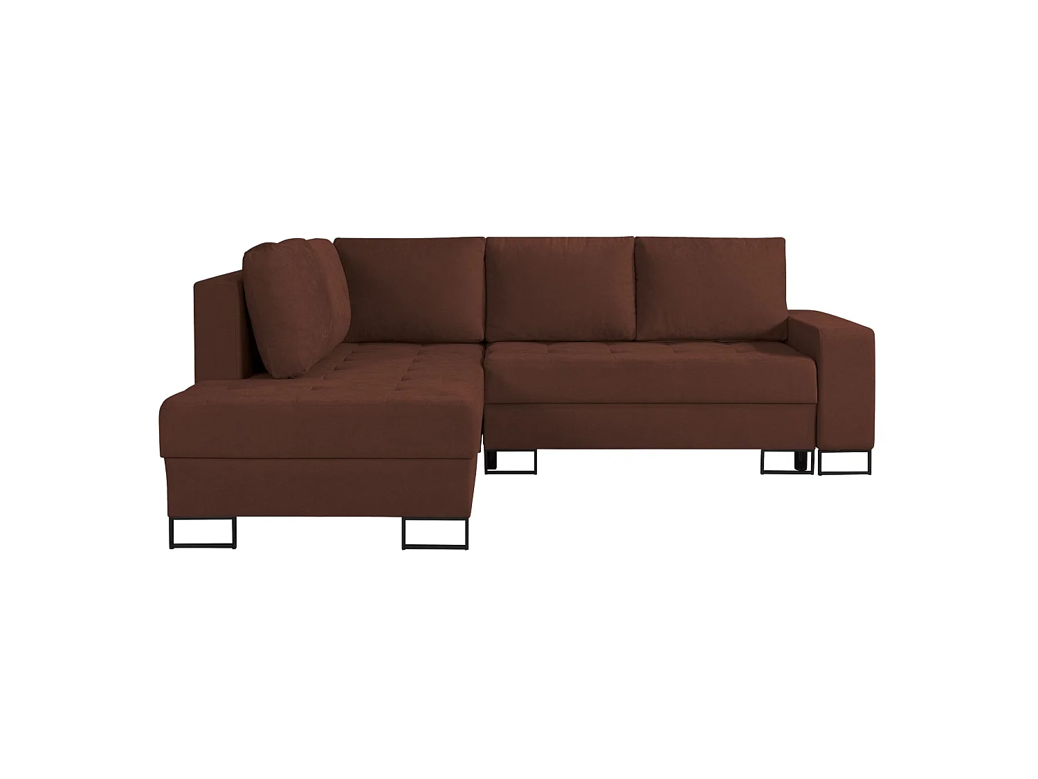 Ecksofa mit Schlaffunktion & Bettkasten – Chenille – Ottomane links – Kupfer – LARELLE