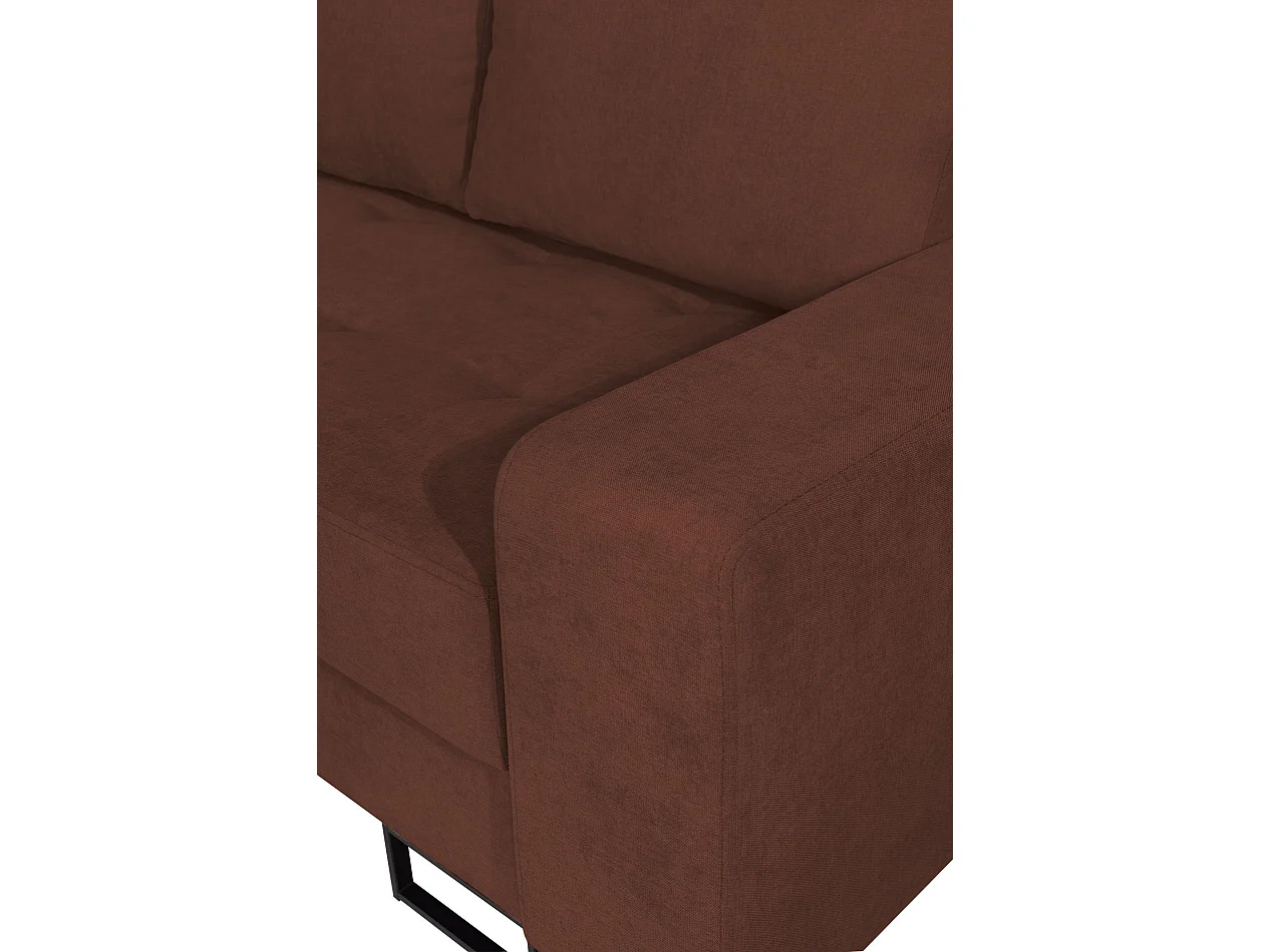 Ecksofa mit Schlaffunktion & Bettkasten – Chenille – Ottomane links – Kupfer – LARELLE