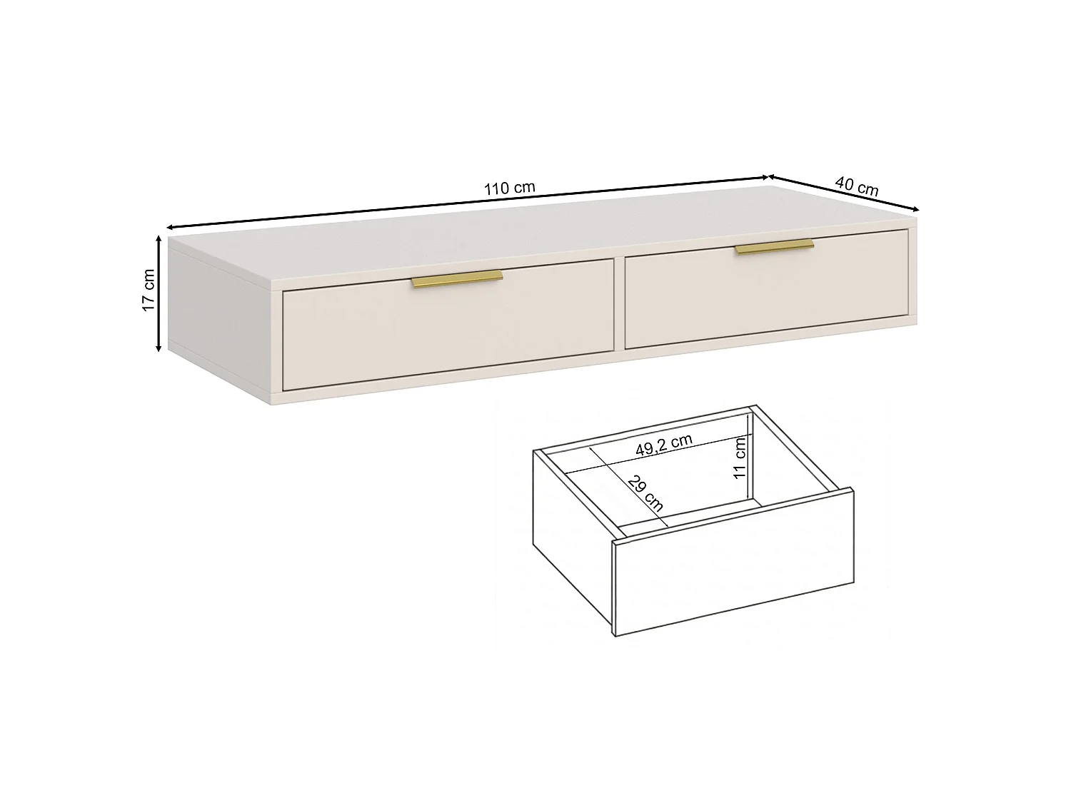 Schminktisch mit 2 Schubladen - Kaschmir - 110 cm - VENA
