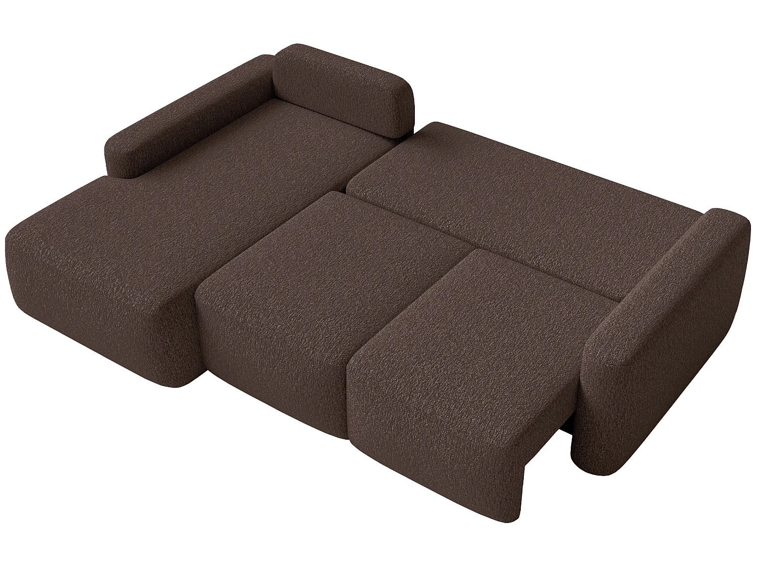 Slaapbank hoekbank – Hoek links – Chenille Bruin – CARNOS MINI