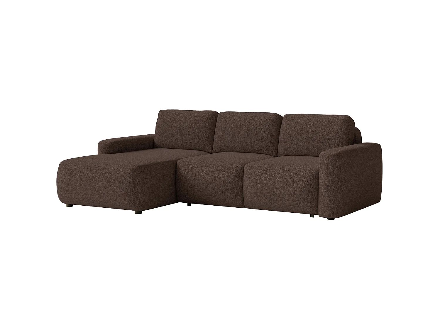 Slaapbank hoekbank – Hoek links – Chenille Bruin – CARNOS MINI