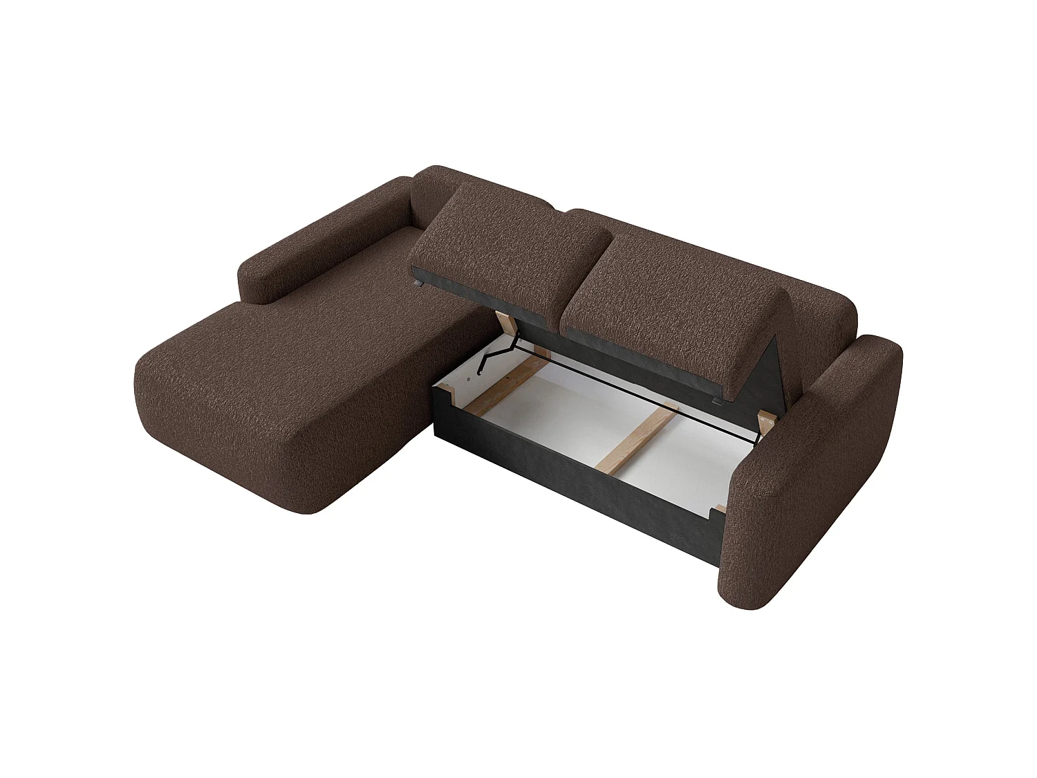 Canapé d'angle convertible – Angle à gauche – Chenille Marron – CARNOS MINI