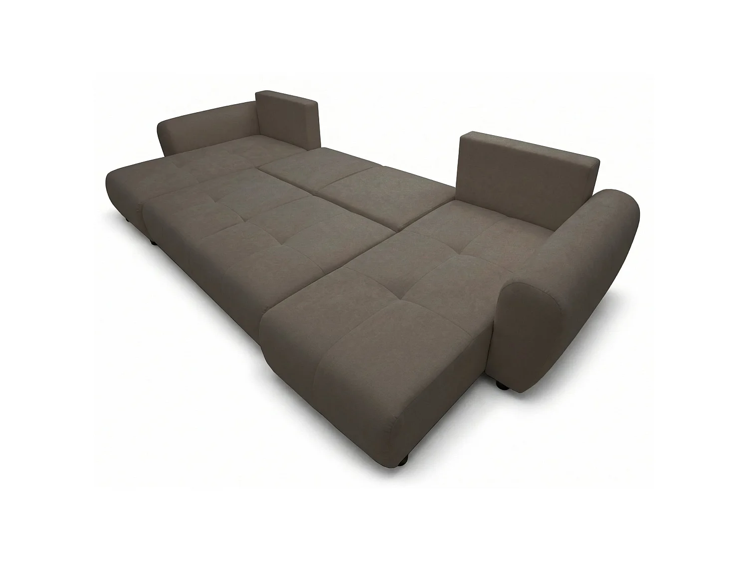 Canapé d'angle convertible – en forme de U – velours beige foncé- OLIDO