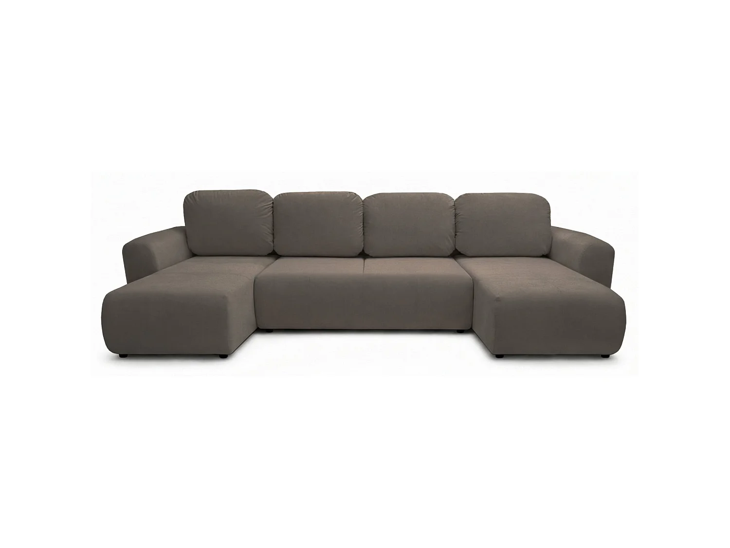 Canapé d'angle convertible – en forme de U – velours beige foncé- OLIDO