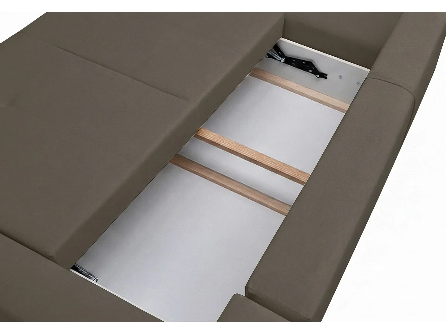 Canapé d'angle convertible – en forme de U – velours beige foncé- OLIDO