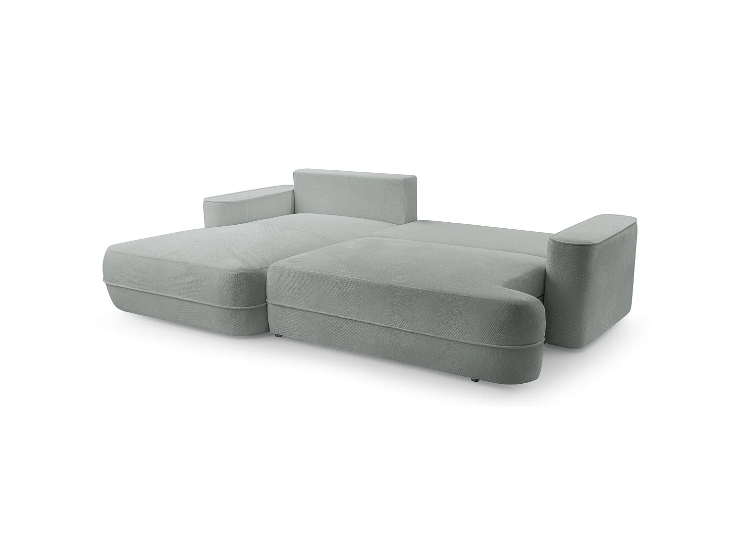 Canapé d'angle convertible – Coffre de rangement – Angle à gauche – Beige gris – Tissu structuré déperlant – FUERRO