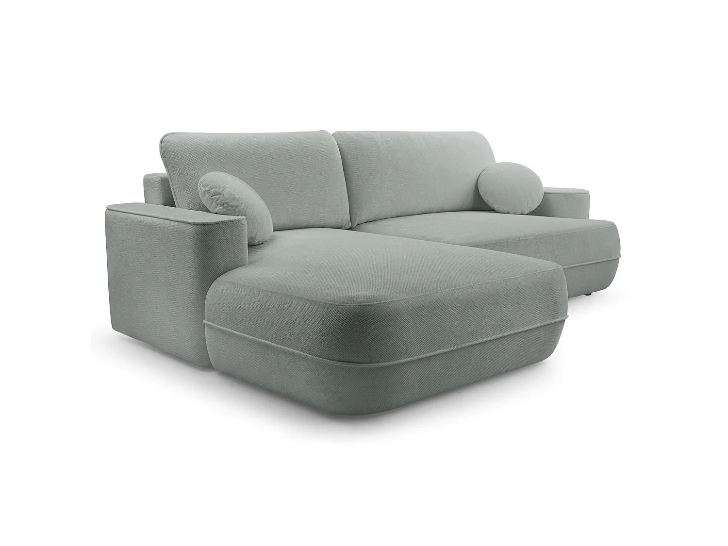 Canapé d'angle convertible – Coffre de rangement – Angle à gauche – Beige gris – Tissu structuré déperlant – FUERRO