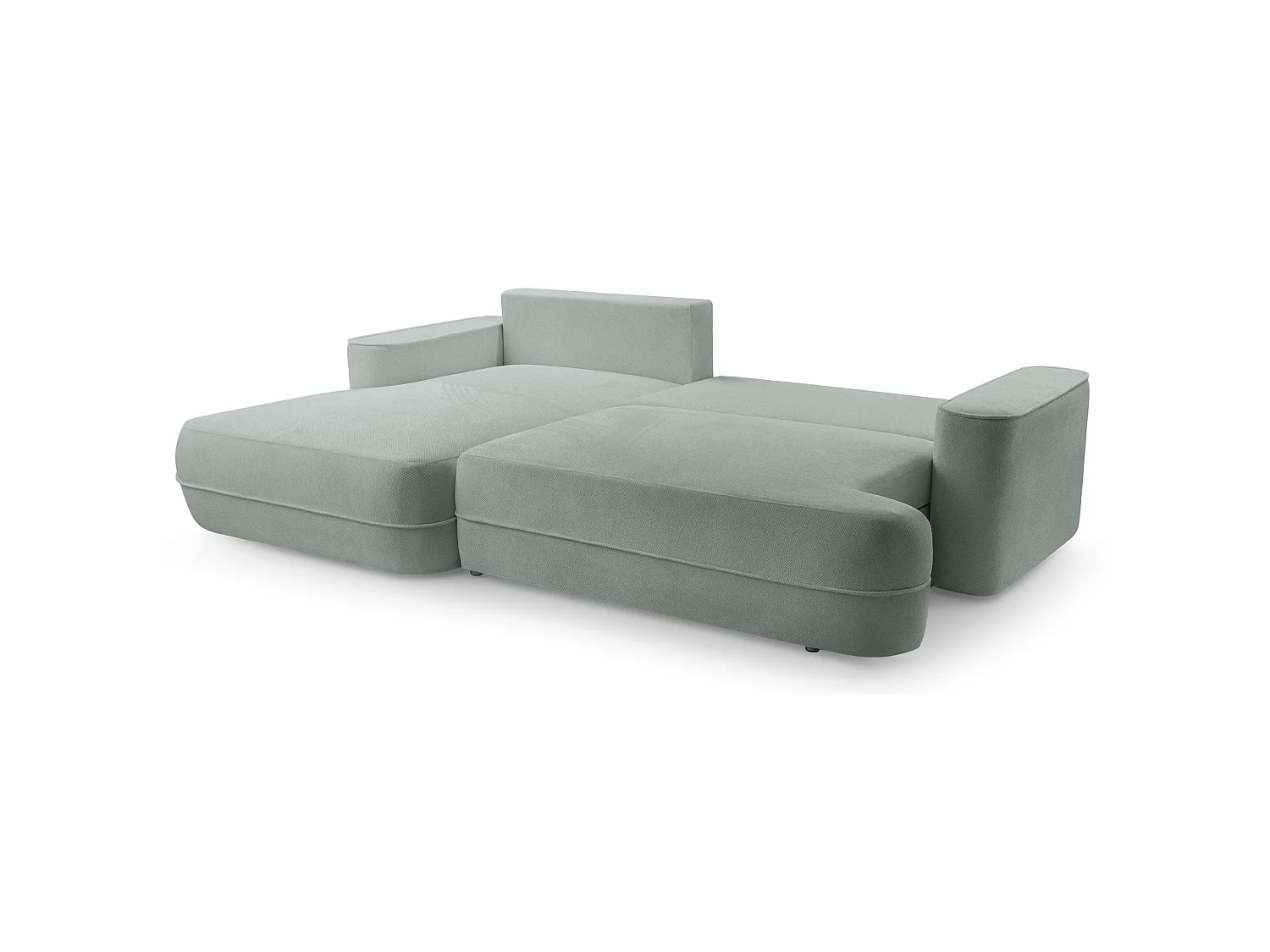 Canapé d'angle convertible – Coffre de rangement – Angle à gauche – Beige gris – Tissu structuré déperlant – FUERRO