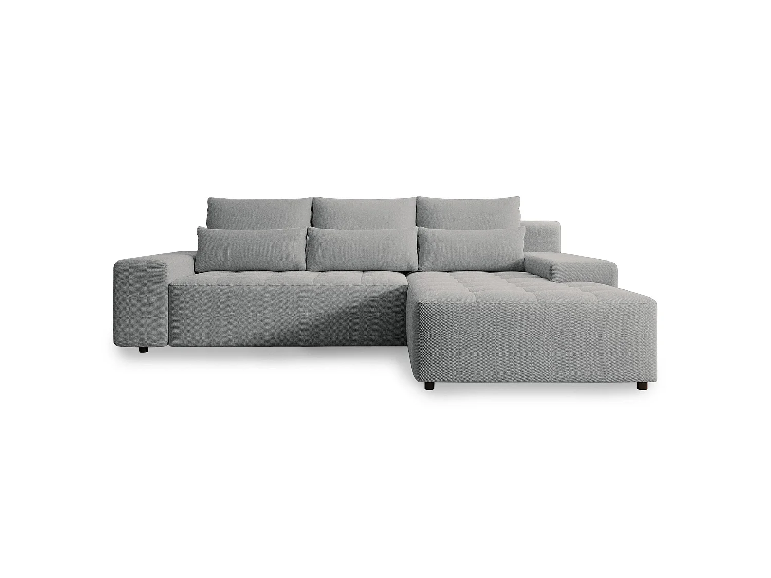 Ecksofa mit Schlaffunktion & Bettkasten – Chenille wasserabweisend – Universal – Hellgrau – NELURO