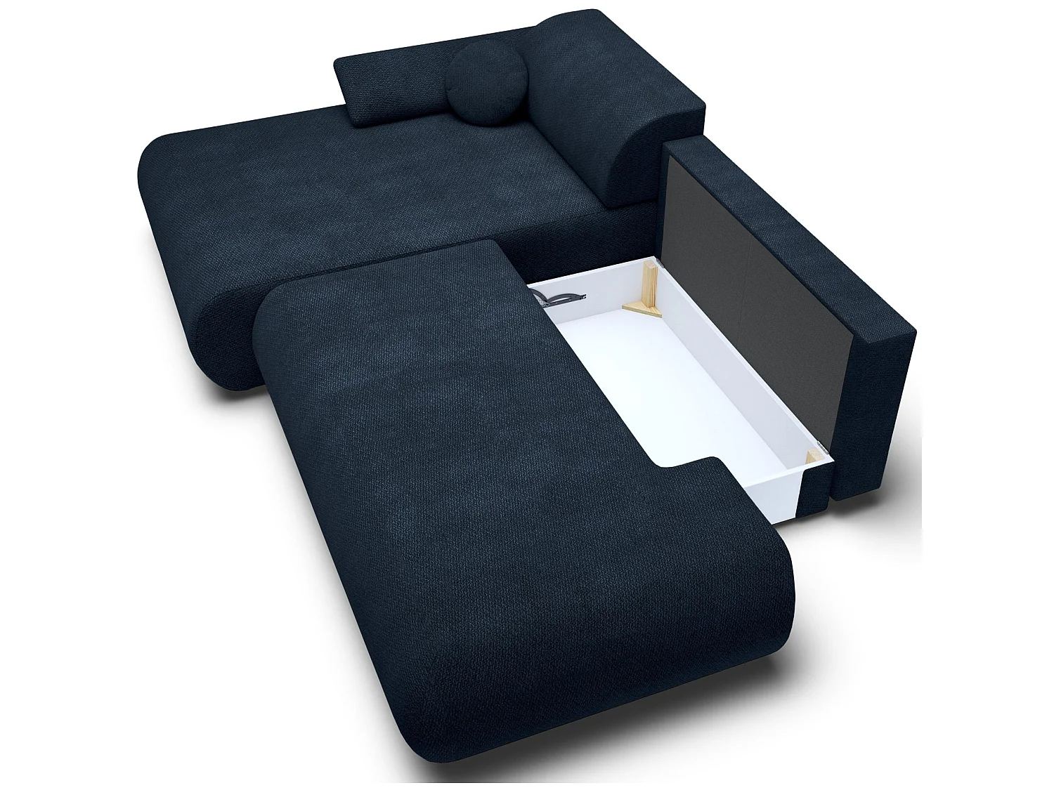 Canapé d'angle convertible – Chenille – angle à gauche – Bleu marine – ARMONE