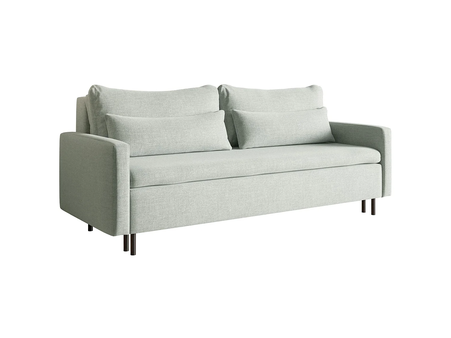 Canapé convertible 3 places avec coffre en tissu chenille vert UMPRO