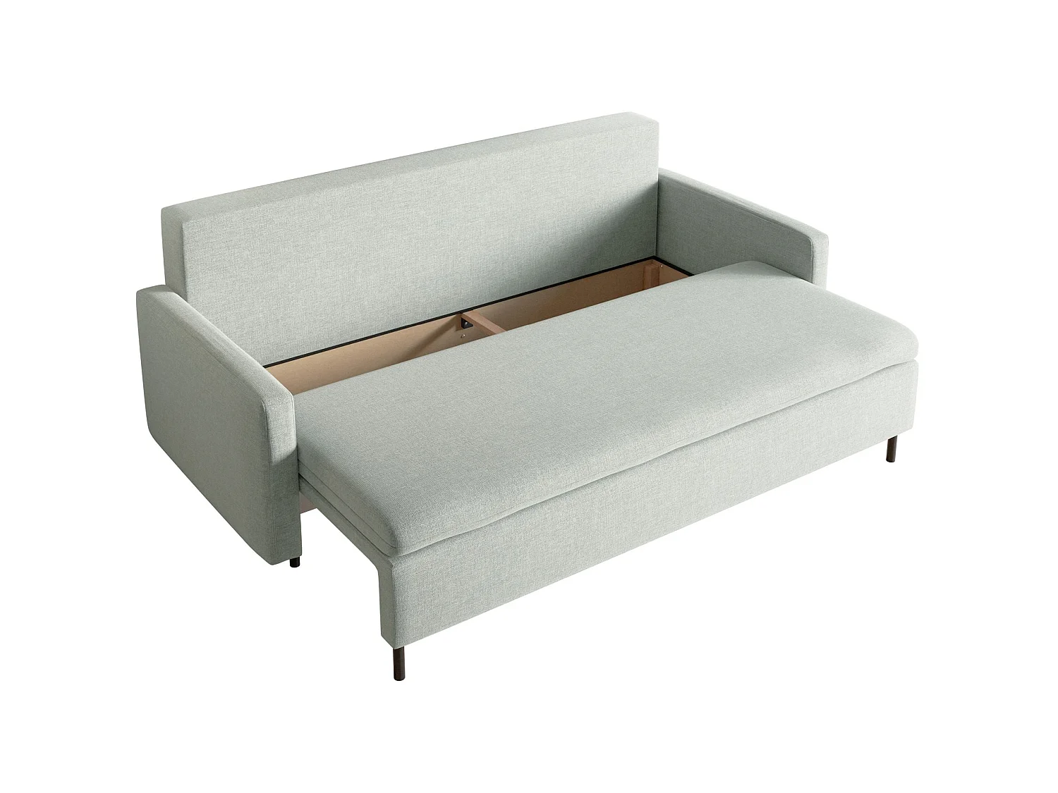Canapé convertible 3 places avec coffre en tissu chenille vert UMPRO