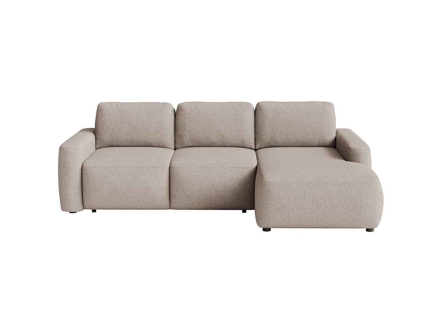 Canapé d'angle convertible – Angle à droite – Chenille facile d'entretien – Beige – CARNOS MINI