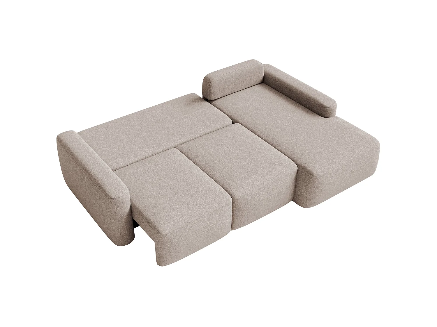 Canapé d'angle convertible – Angle à droite – Chenille facile d'entretien – Beige – CARNOS MINI