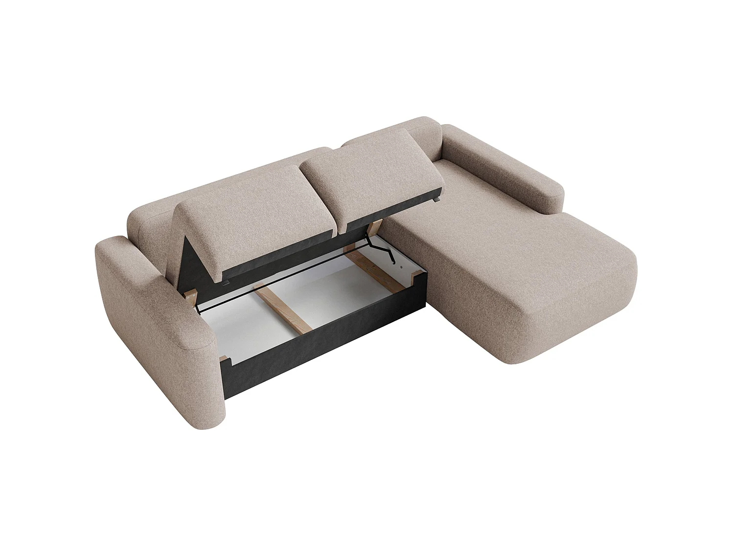 Canapé d'angle convertible – Angle à droite – Chenille facile d'entretien – Beige – CARNOS MINI