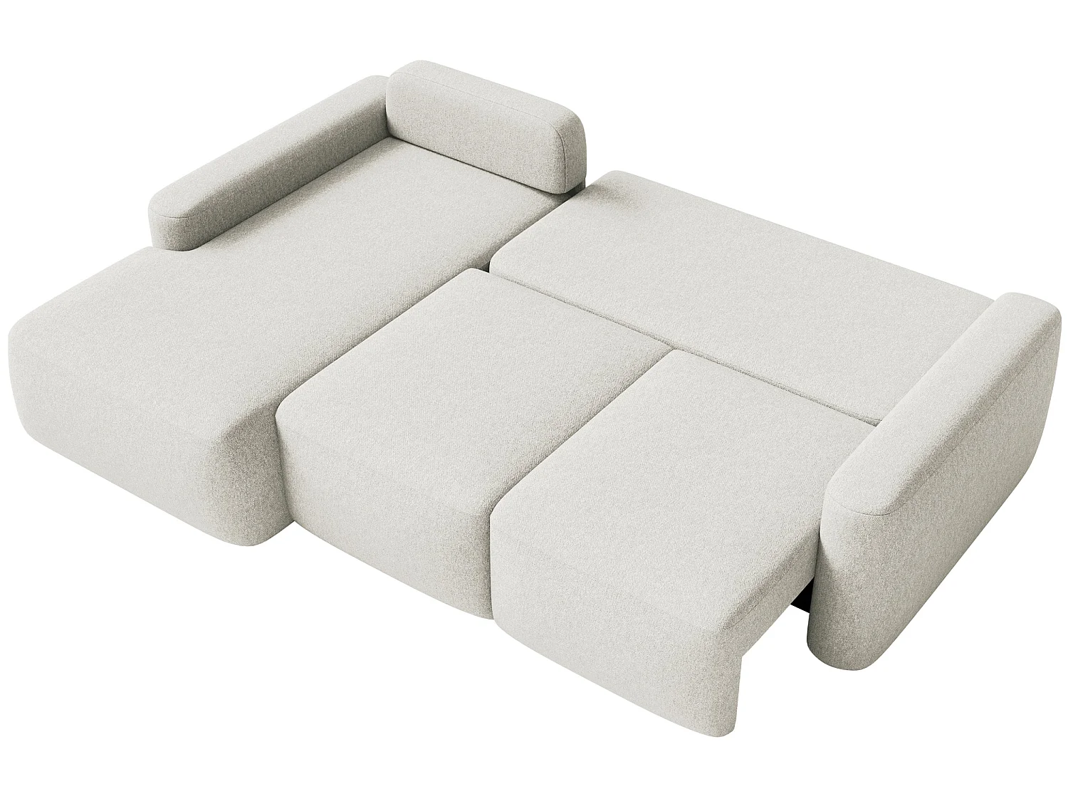 Ecksofa mit Schlaffunktion – Ottomane links – Chenille pflegeleicht – Creme – CARNOS MINI