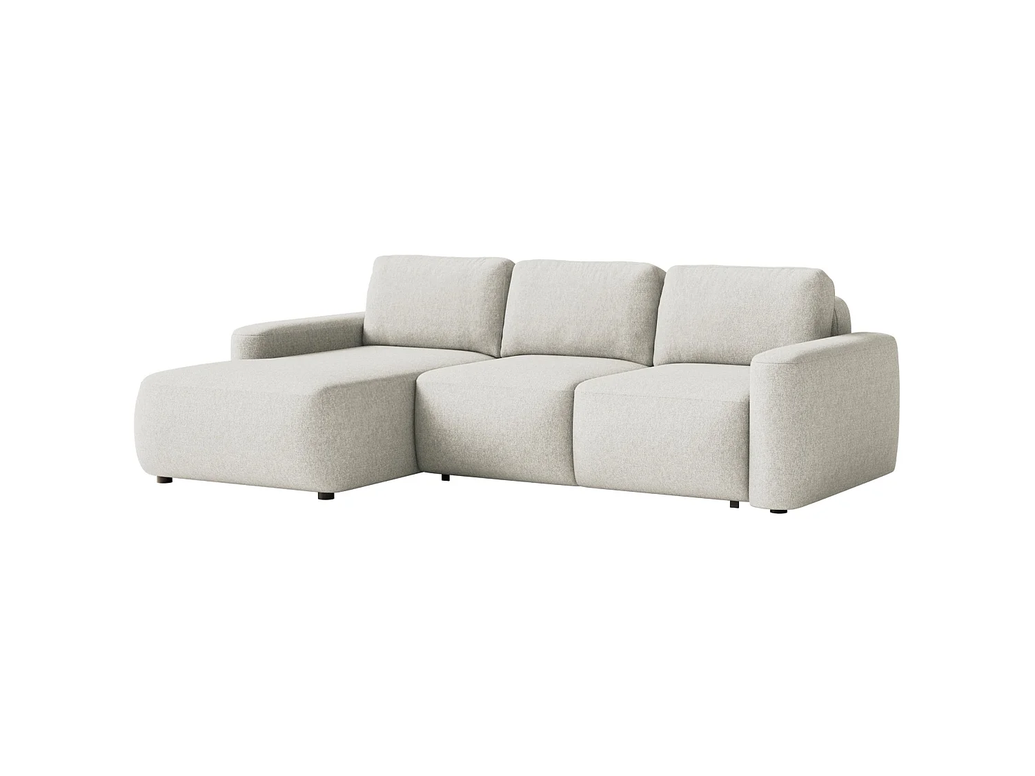 Ecksofa mit Schlaffunktion – Ottomane links – Chenille pflegeleicht – Creme – CARNOS MINI